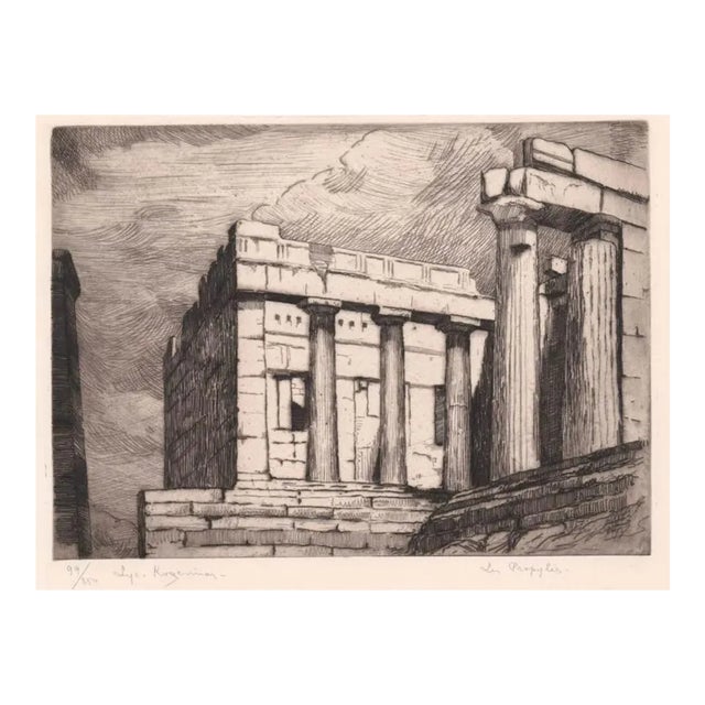 Antique Etching of the Parthenon For Sale