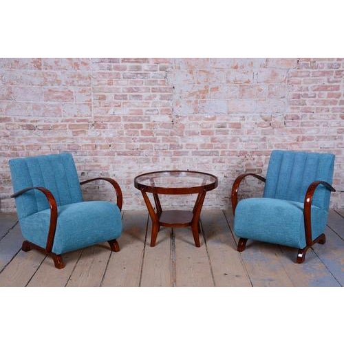 Art Deco Seating Set in Oak and Walnut, from Hala, 1940s, Set of 3 For Sale - Image 9 of 16
