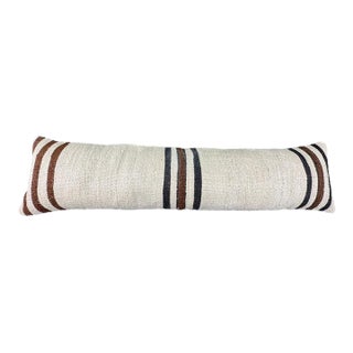 Turkish Hemp Pillow Cushion Natural Beige Brown Cushion Cover 12"x46" For Sale