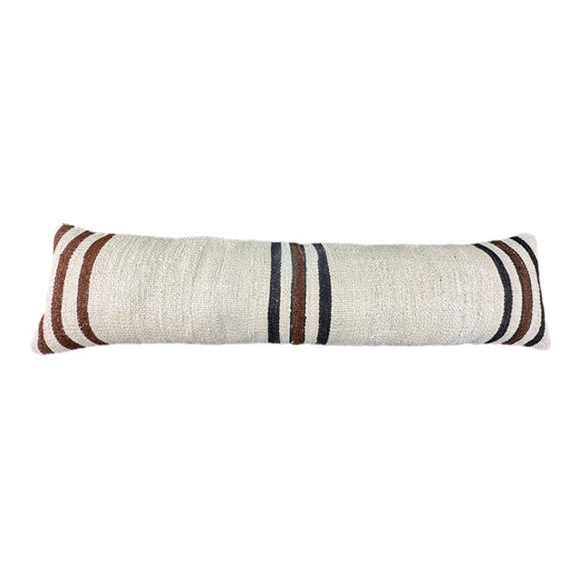 Turkish Hemp Pillow Cushion Natural Beige Brown Cushion Cover 12"x46" For Sale