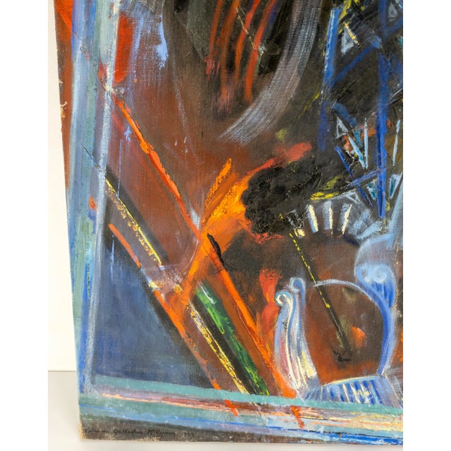 1960s 1960's Mid-Century Modern American Abstract Oil Painting, Signed For Sale - Image 5 of 12