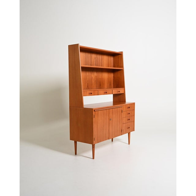 Vintage Scandinavian Teak Bookcase with Writing Desk, 1960s For Sale - Image 4 of 11