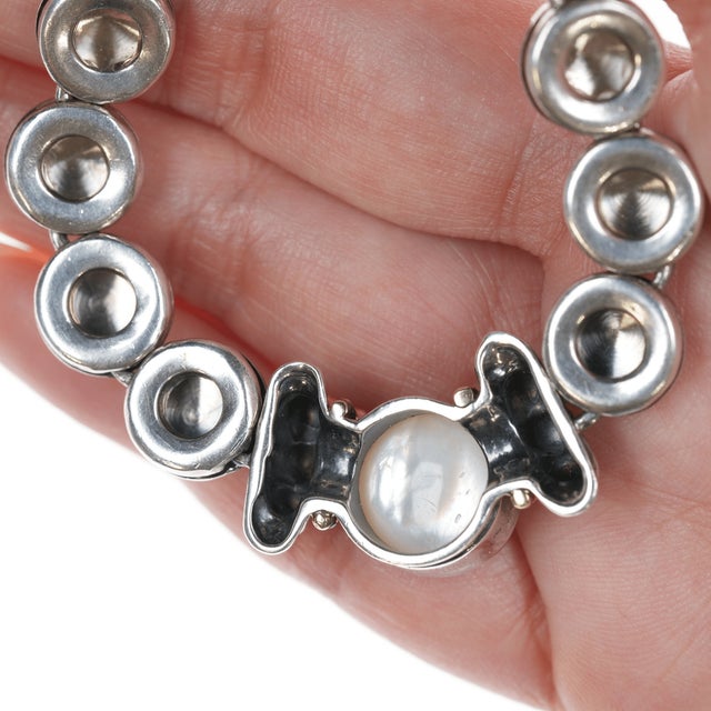 Silver Lagos Caviar 18k/sterling Mabe Pearl Necklace For Sale - Image 8 of 10