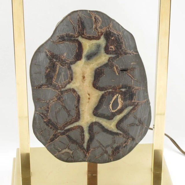 Willy Daro Brass and Geode Stone Table Lamp, 1970s For Sale - Image 11 of 12