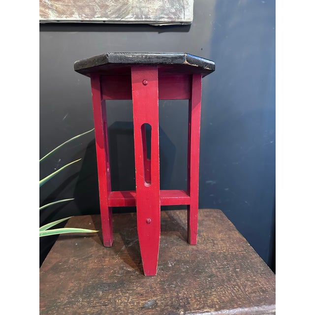 Wood 1910s Red and Black Octagon Table For Sale - Image 7 of 10