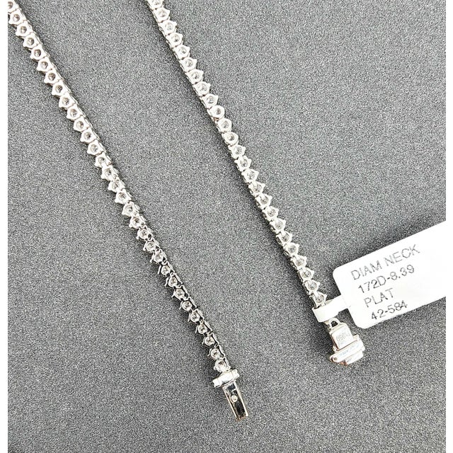 Metal 8.39 Ct Diamond Tennis Necklace For Sale - Image 7 of 9