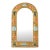 Francois Lembo Arched Ceramic Mirror With Gold Crackle and Turquoise, Coral and Black Cabochons For Sale