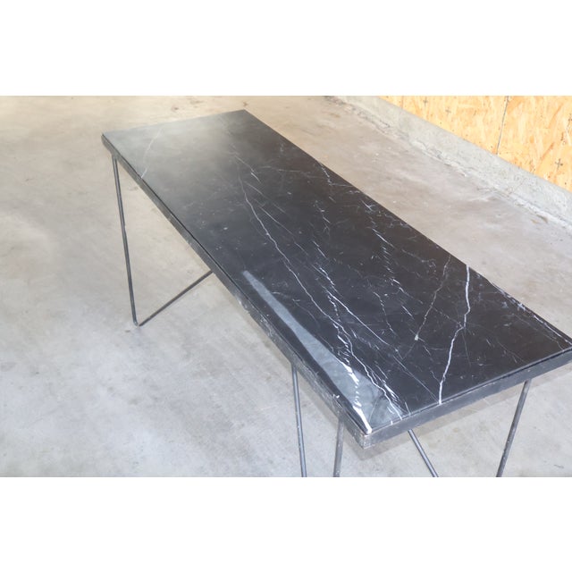 1950s California Modernist Iron & Marble Console Table For Sale - Image 10 of 15