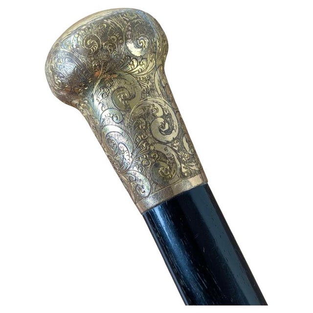 Late Victorian Engraved Gold-Filled Gentlemans Dress Cane, 1885 For Sale - Image 6 of 10