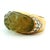 Metal French 18K Yellow Gold Ring with Carved Peridot and Pavé Diamonds, Size 6.5 For Sale - Image 7 of 12