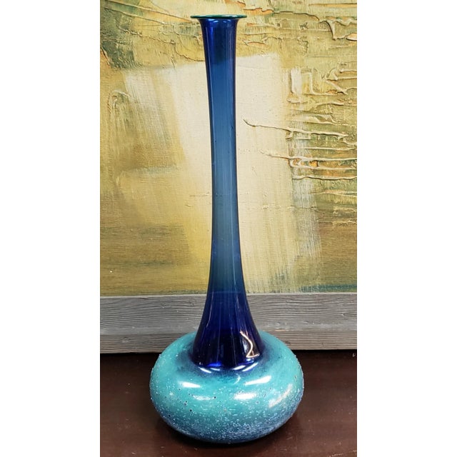 1988 Andrew Jackson Pollack Art Glass Bottle Vase | Chairish