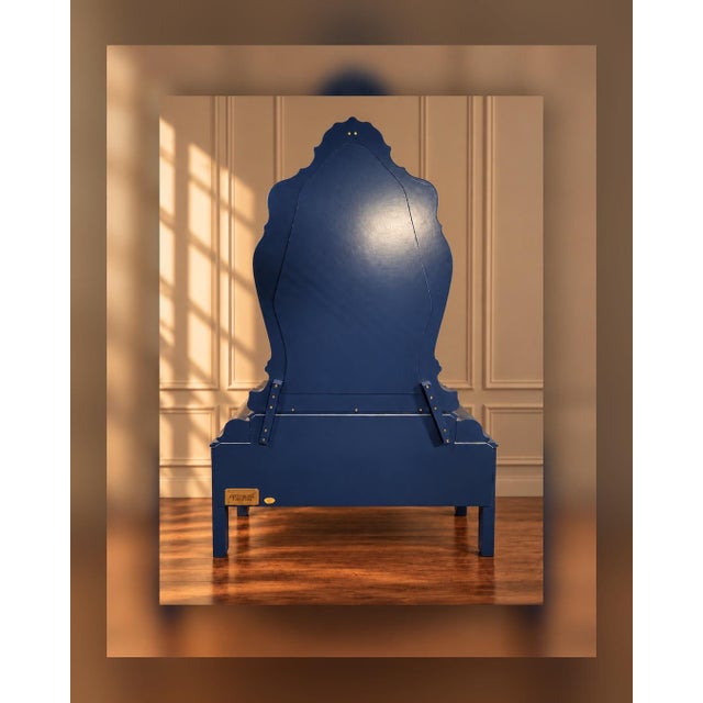 Vintage Gettysburg Furniture - Navy Blue Vanity With Mirror For Sale - Image 11 of 12