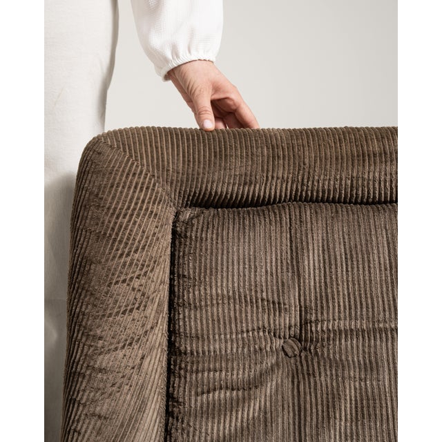 Mid-Century Modern Mid-Century Modular Lounge Chair with Corduroy Upholstery, Antique, France, 20th Century For Sale - Image 3 of 12