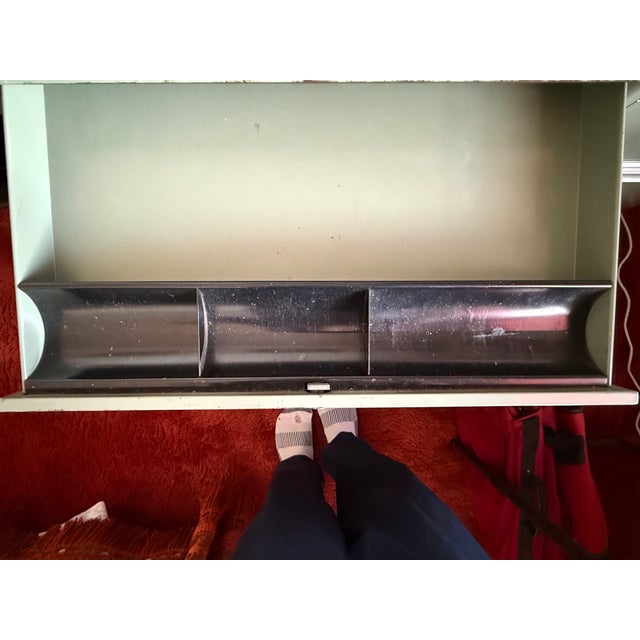 Industrial Mid-Century Vintage Steelmaster Seafoam Green Industrial Steel Tanker Desk For Sale - Image 3 of 7