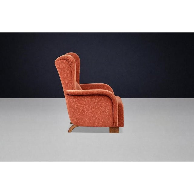 Mid-Century Modern Art Deco Highback Wing Chair, Prague, 1930s For Sale - Image 6 of 8