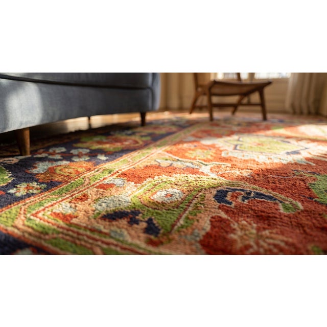 Textile Extraordinary Rose-Pink Antique Donegal Arts-Crafts Rug Designed by Gavin Morton For Sale - Image 7 of 8