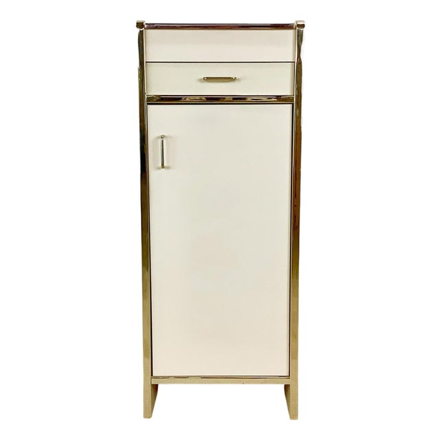 Vintage 1980s Postmodern Jewelry Armoire With Gold-Tone Trim For Sale