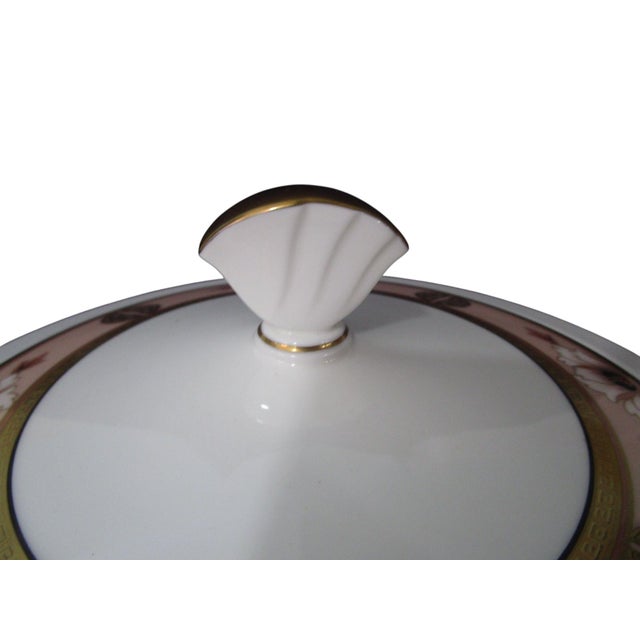 Vintage Noritake Commemoration Round Covered Vegetable Dish With Lid Art Deco Stye Retired Peach Floral For Sale In Phoenix - Image 6 of 13