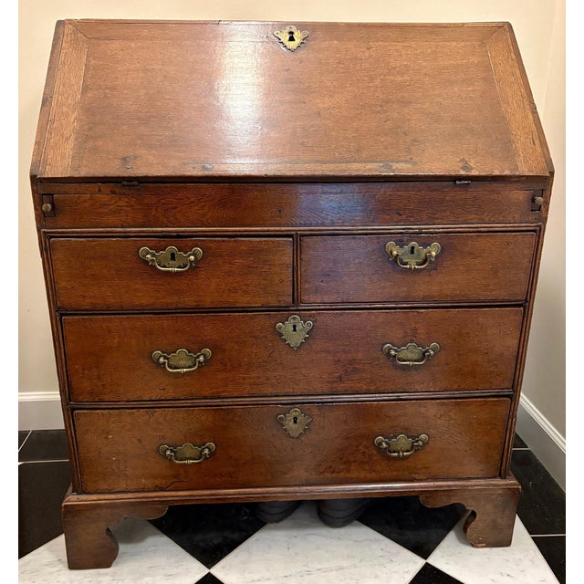 Traditional Antique English Georgian Style Slant Top Secretary Desk For Sale - Image 3 of 15