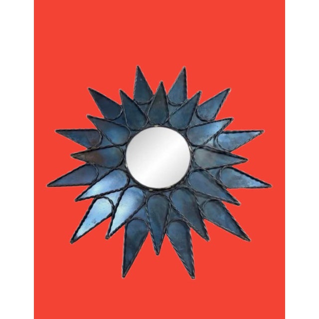 Mid 20th Century Mid 20th Century French Sunburst Brutalist Mirror in the Style of Line Vautrin For Sale - Image 5 of 11