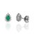 Vintage Style Pear Cut Emerald Diamond Halo Studs in Sterling Silver, a Pair For Sale - Image 4 of 13