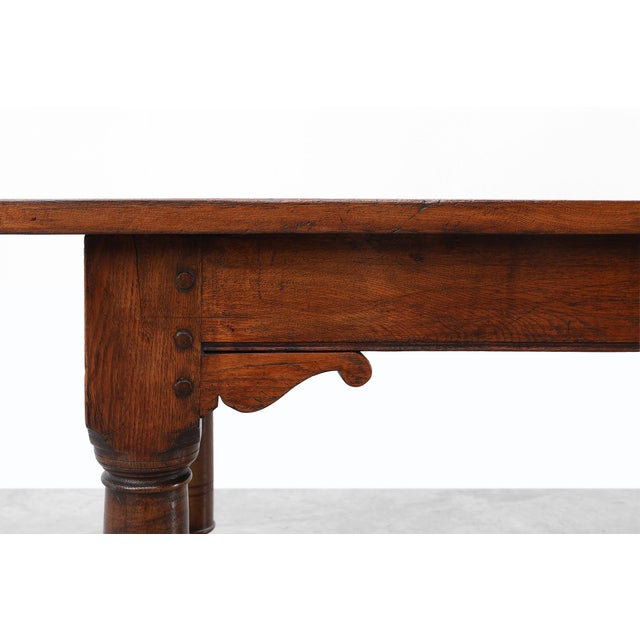19th Century Large French Renaissance Revival Oak Refectory Dining Table, 1880 For Sale - Image 5 of 15