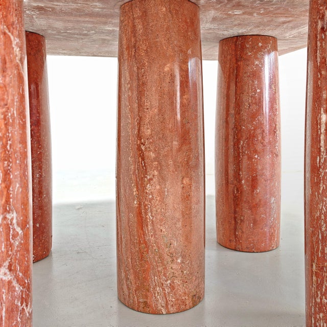 Square Model Colonnato Table in Red Travertine Marble by Mario Bellini for Cassina, 1970s For Sale - Image 14 of 18