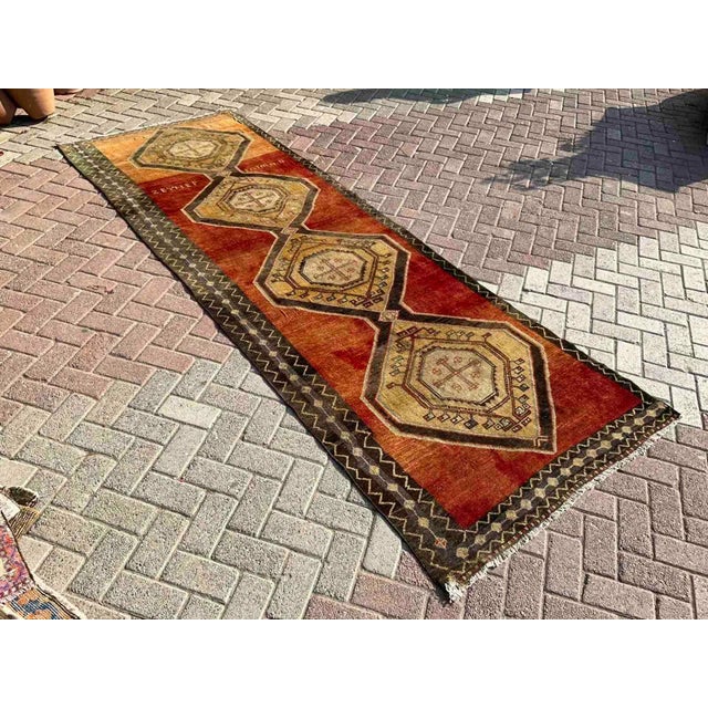 Geometric Design Turkish Handmade Runner Rug - 44" X 125" For Sale In Raleigh - Image 6 of 10