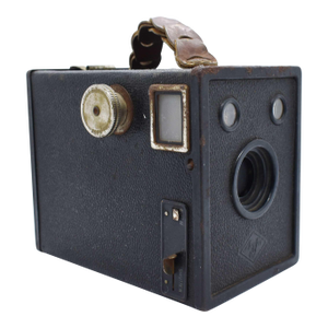 Antique Art Deco Agfa Ansco B2 Shur-Shot Box Camera With Braided Leather Handle