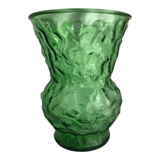 Large Vintage Green Glass Bouquet Vase 1970’s For Sale