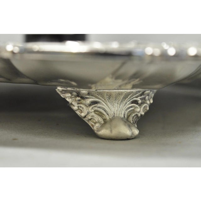 Vintage Victorian Silver Plated Footed Twin Handle Serving Platter Bar Tray For Sale - Image 9 of 15