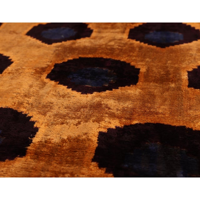 2020s Luxury Handwoven Silk Velvet Ikat Throw Pillow 20x20 Inch | Organic Vegetable Dyed For Sale - Image 5 of 8