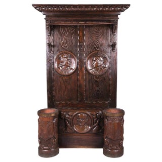 19th Century Historicism Oak Wardrobe For Sale