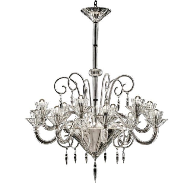 Imperial Transparent Rigadin Murano Glass Chandelier For Sale