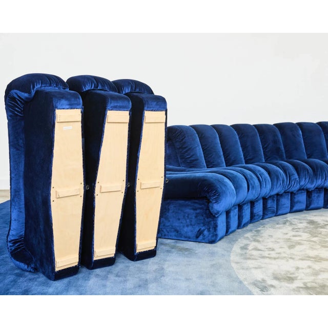De Sede Ds-600 Non Stop Modular Blue Velvet Sofa 38 Elements For Sale - Image 11 of 12