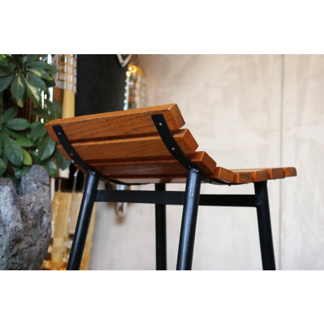 Set of Three Mid-Century Modern Oak & Steel Bar Stools, 1960s For Sale - Image 13 of 18