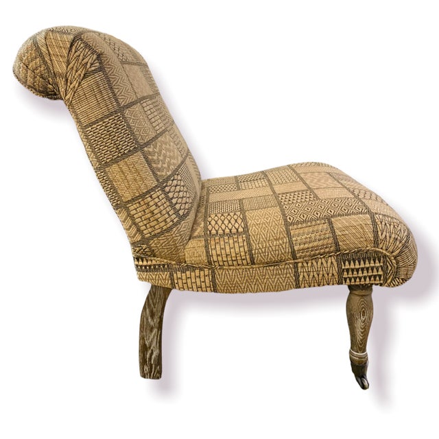 1970s Vintage Patchwork Armless Slipper Chairs - a Pair For Sale - Image 4 of 7