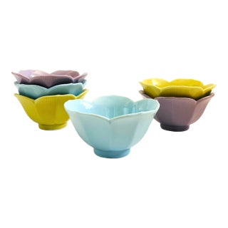 Colorful Pastel Lotus Bowls by Lillian Vernon - Set of 6 For Sale