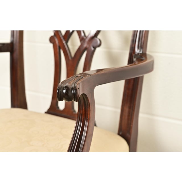 Kindel Furniture Georgian Carved Mahogany Armchairs, Pair For Sale - Image 9 of 13