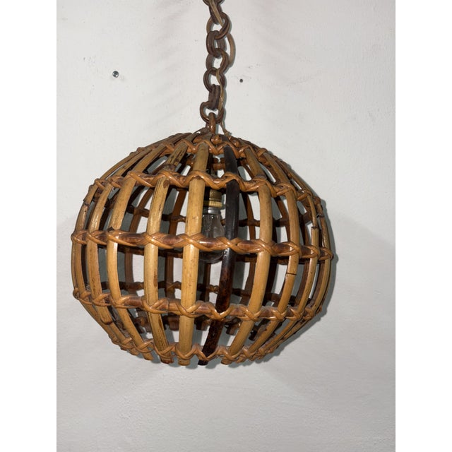 Vintage Pendant Light in Bamboo, 1920 For Sale - Image 4 of 9