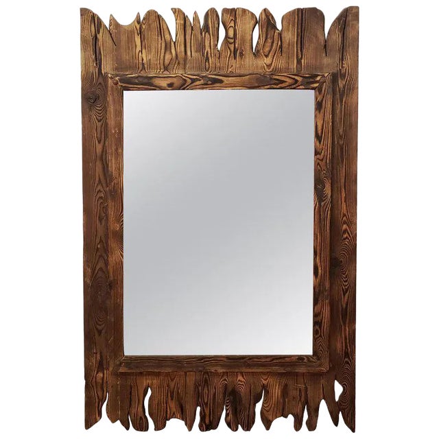 Moroccan Aged and Repurposed Wooden Mirror For Sale
