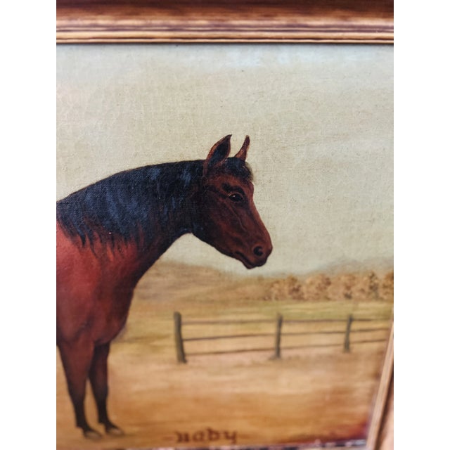 19th Century, American School Folk Art "Baby" Horse O/C - Signed For Sale In Boston - Image 6 of 9