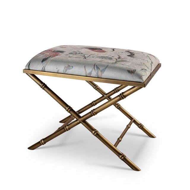 Metal Lauderdale Brass Bamboo Leg Bench, Herons For Sale - Image 7 of 7
