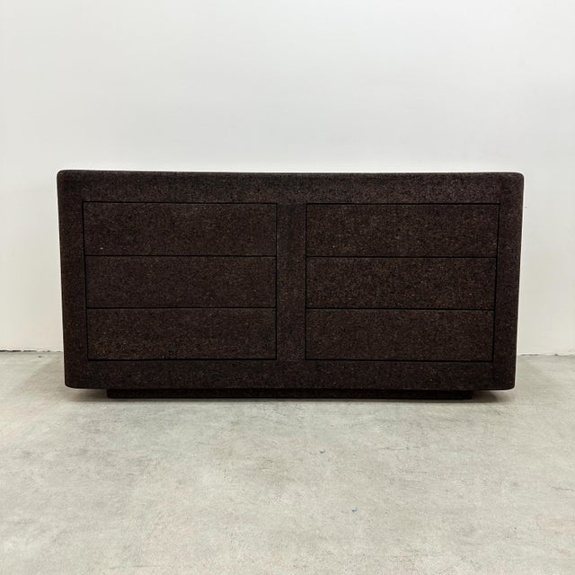 Mid-Century Modern Vintage Postmodern Chocolate Brown Cork 6-Drawer Dresser – 1970s 80s Postmodern For Sale - Image 3 of 10