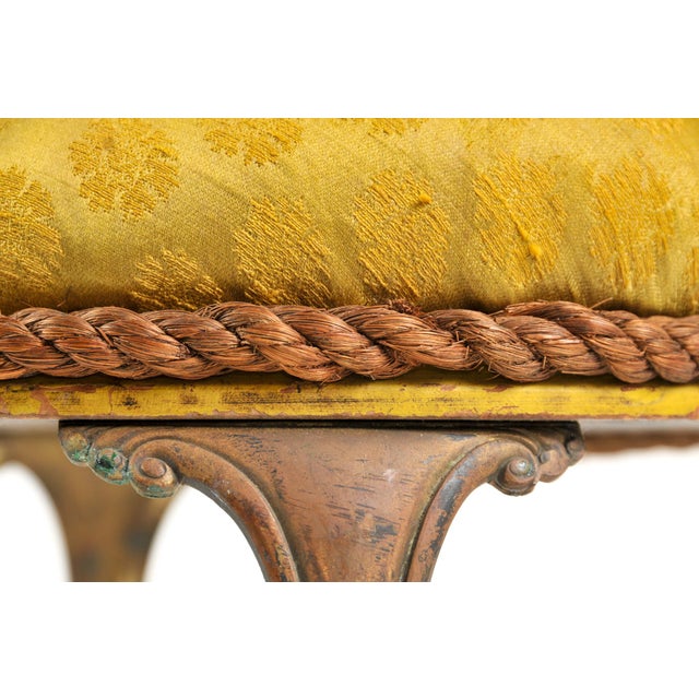 Antique Victorian Sculptural Footstool With Brass Claw Feet Floral Upholstered Top For Sale In Rochester - Image 6 of 12
