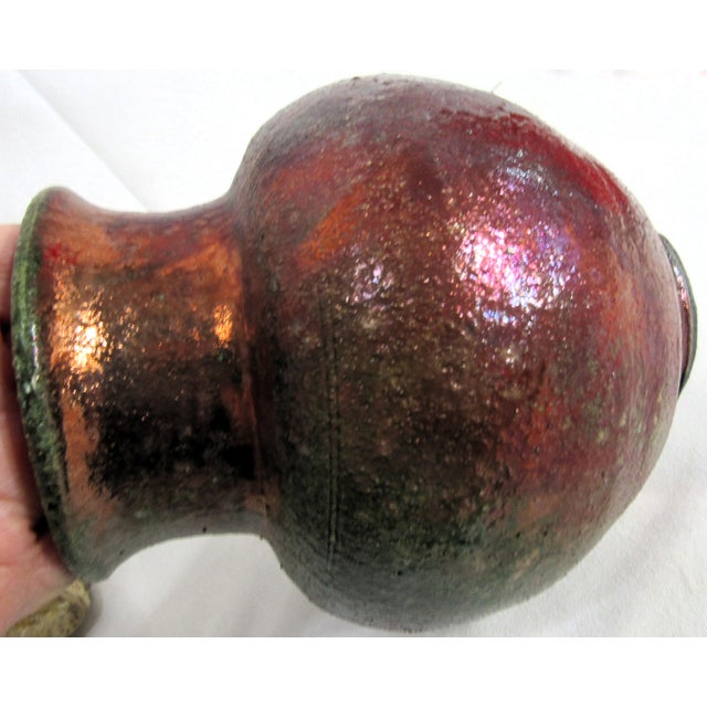 2010s Raku Studio Pottery Pot Signed For Sale - Image 5 of 11
