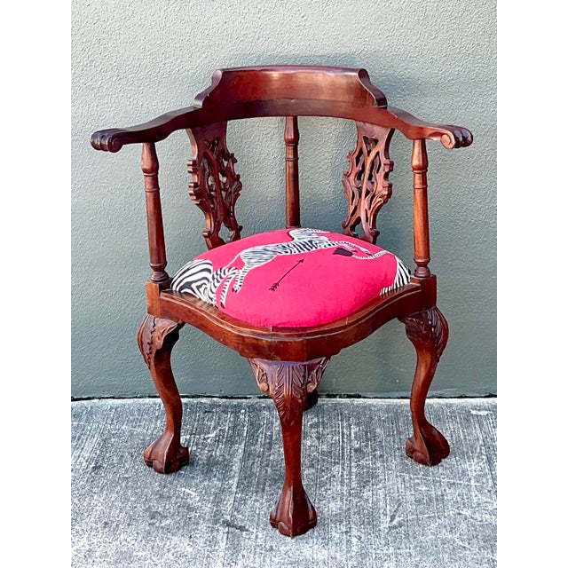 Mid 20th Century Vintage Claw and Ball Corner Chair For Sale - Image 5 of 12