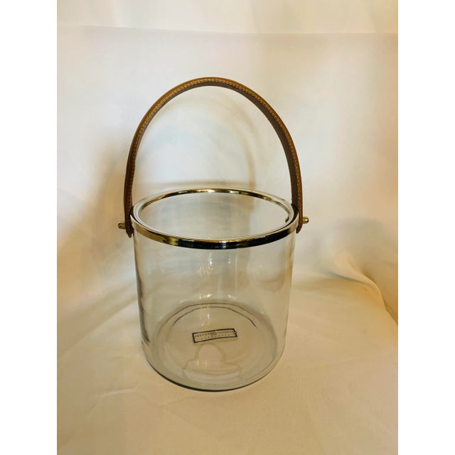 Metal Zodax Barclay Butera Equestrian Ice Bucket with Leather Handle For Sale - Image 7 of 13