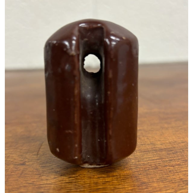 19th Century Antique Brown Ceramic Johnny Ball Guy Wire Insulator For Sale - Image 5 of 9