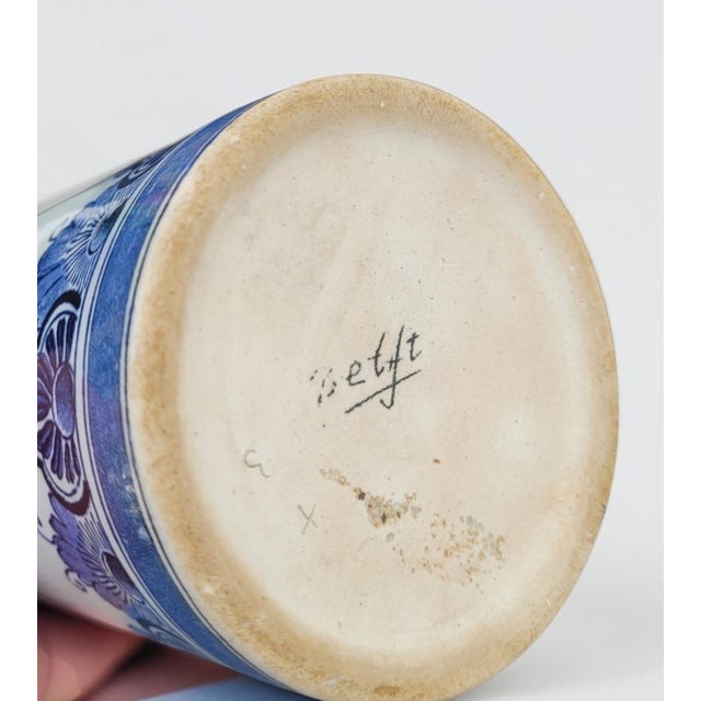 Vintage Hand-Painted Dutch Delft Blue Sailing Ship Vase, 1950s For Sale - Image 4 of 17